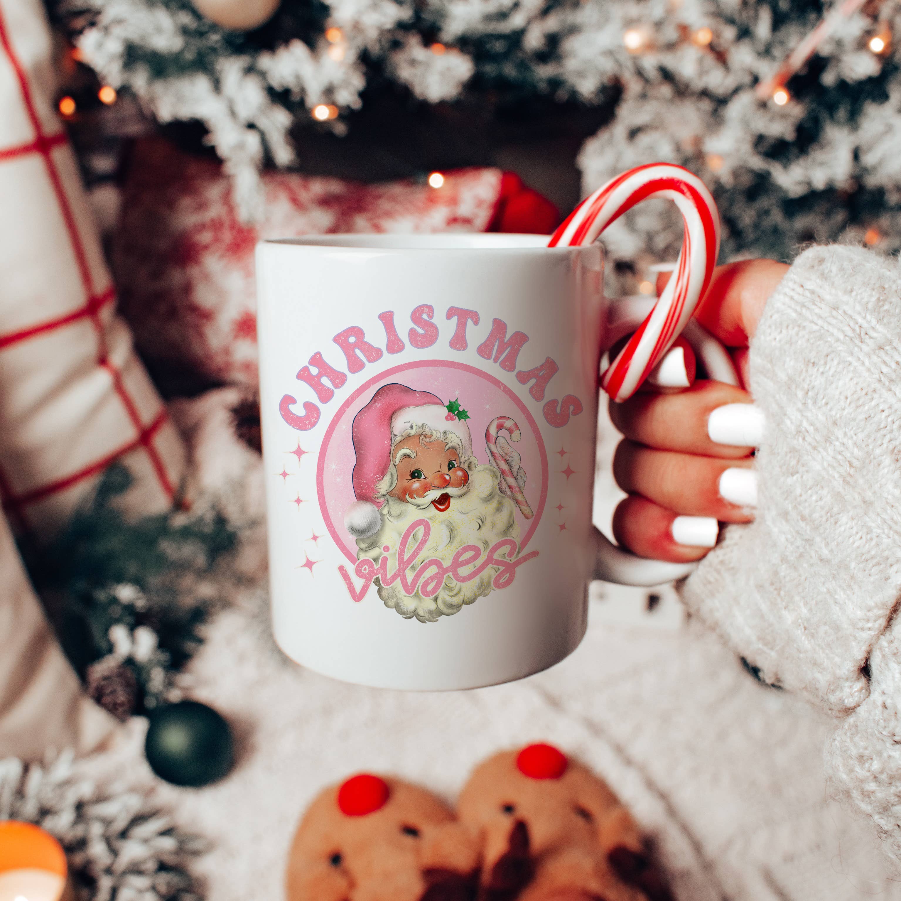 coco+bie designs - Wholesale Coffee Mug - Retro Pink Christmas Vibes Mug - Santa, Holiday Mug, Cute4