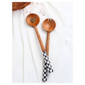  BVicHair Set Wooden Salad Spoons, Salad Tongs for