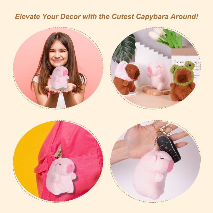 CapyFun - Wholesale Keychain - Women's - Cute Capybara Pink Plush Keychain