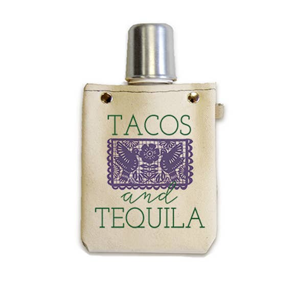 Tacos n Tequila Flask (4oz) for wholesale by CapaBunga®