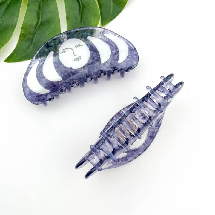 TheDivaSoap - Wholesale Hair Clip - Women's - Blue Acetate Half-Moon Hair Claw4