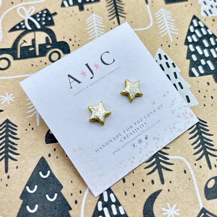 Mini Gold Glitter Stars for wholesale by Annica’s Jewellery Co
