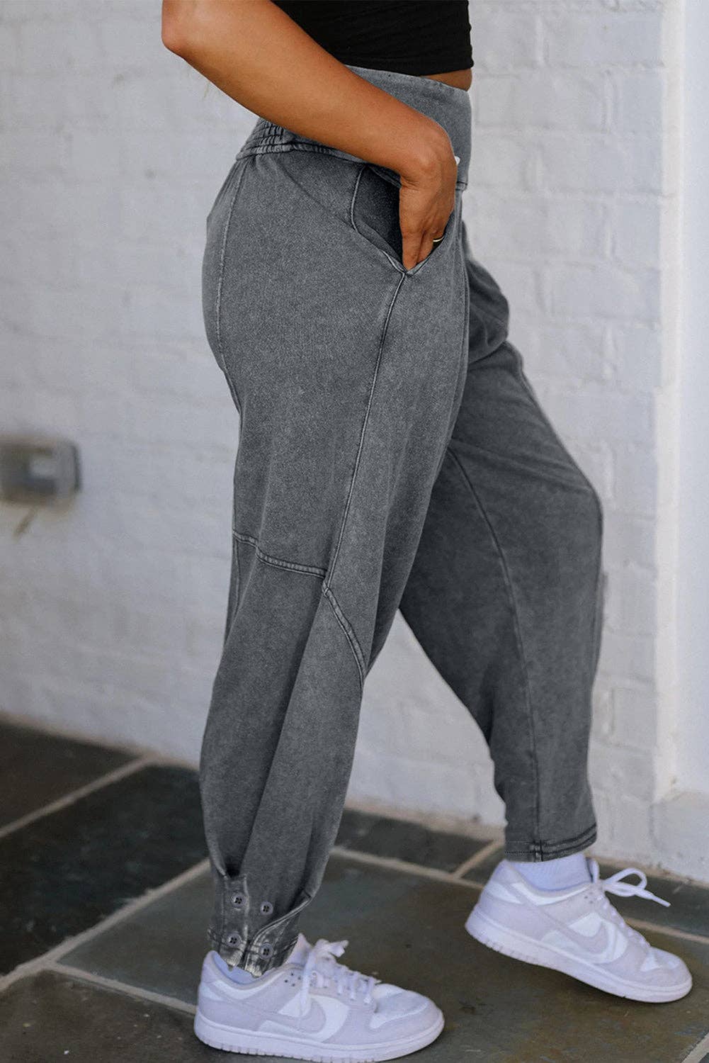 Suhkasana - Wholesale Lounge Sweatpants/Joggers - Women's - Mineral Wash High Waist Relaxed Fit Jogger Pants5