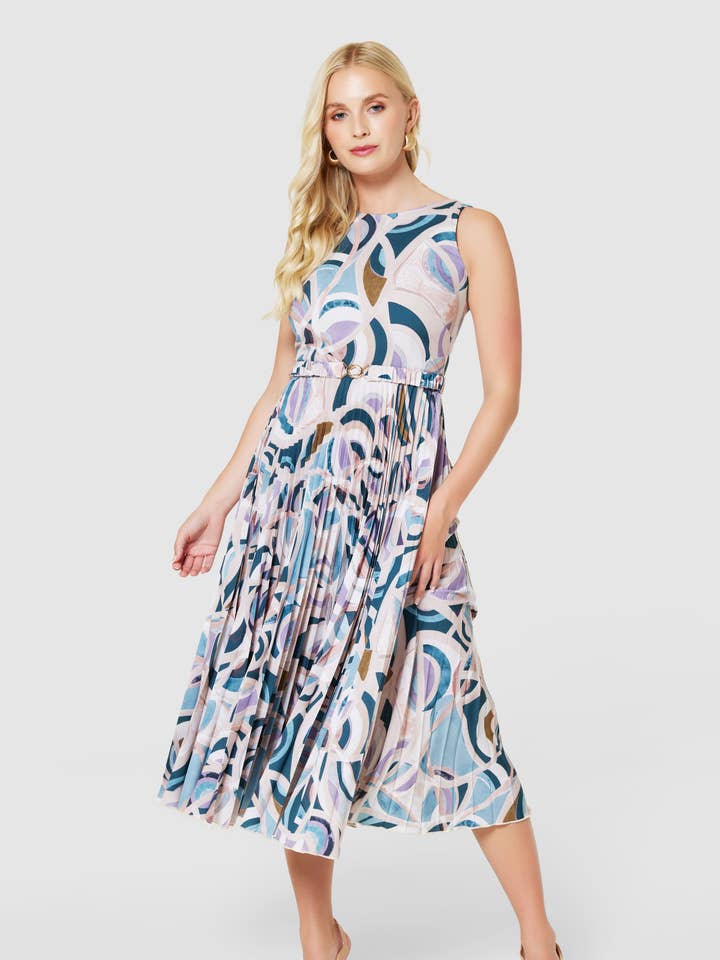 Closet Goldfarbenes Plisseekleid D9994 für den Großhandel von Closet London