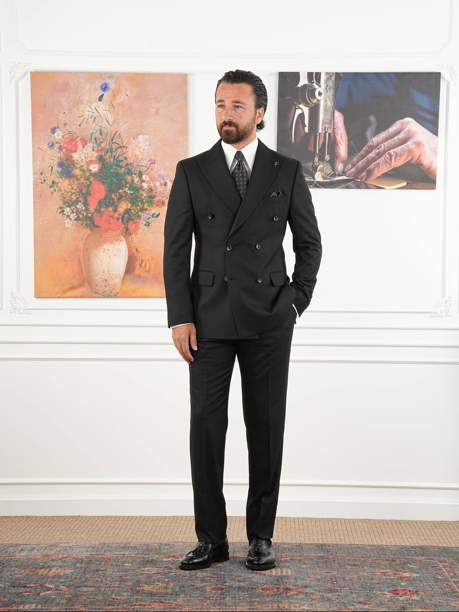 parez suits – wholesale Kostymset – Herr – Skräddarsydd svart dubbelknäppt hel kostym Regular Parez0