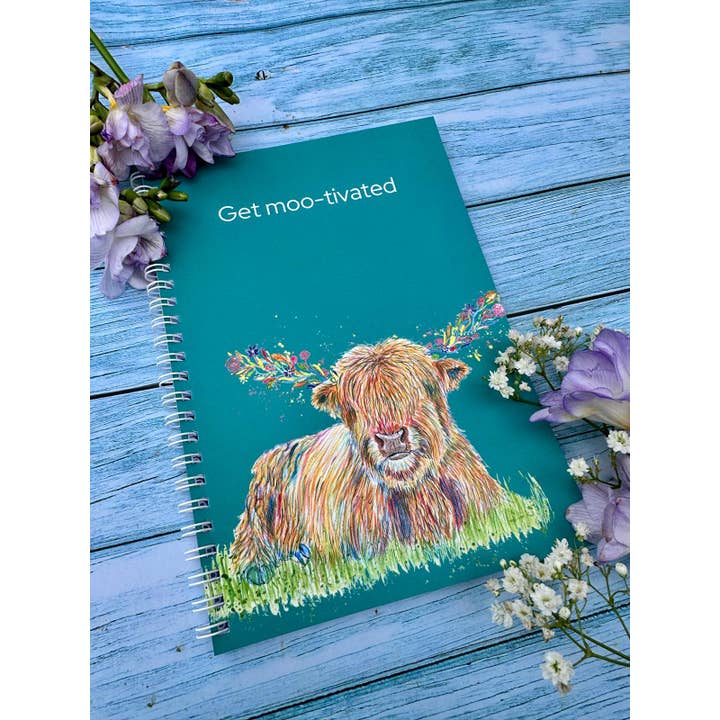 Jen Winnett Eco Artist - Wholesale Notebook - Highland Cow Lined Eco Friendly A5 Notebook UK Made Notepad2