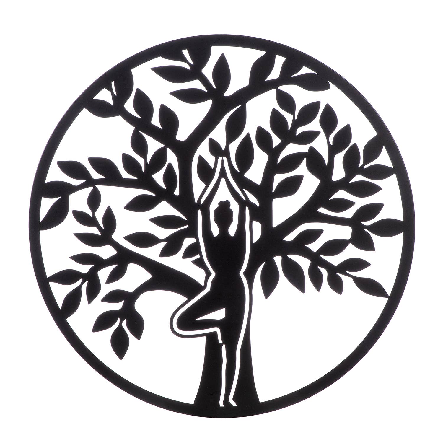 black Namaste round wall relief, h.60 cm for wholesale on Faire0