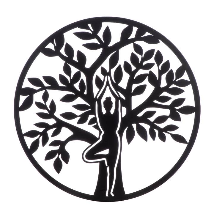 black Namaste round wall relief, h.60 cm for wholesale on Faire