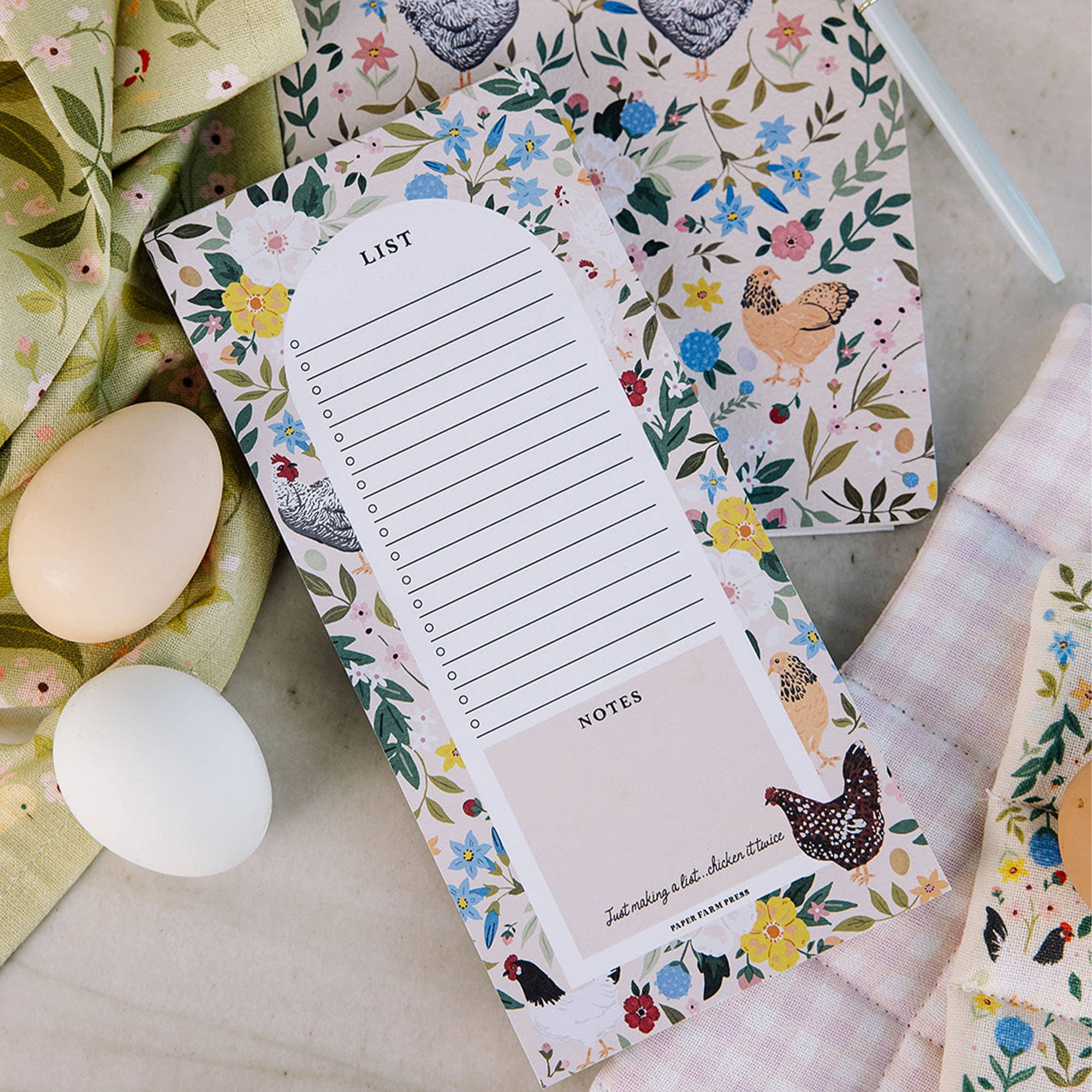 Paper Farm Press - Wholesale Notepad - Chickens & Flowers Market List Notepad1