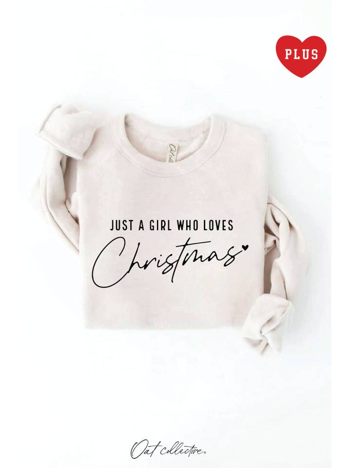 OAT COLLECTIVE - Wholesale Graphic Sweatshirt - Women's - JUST A GIRL WHO LOVES CHRISTMAS Plus Graphic Sweatshirt
