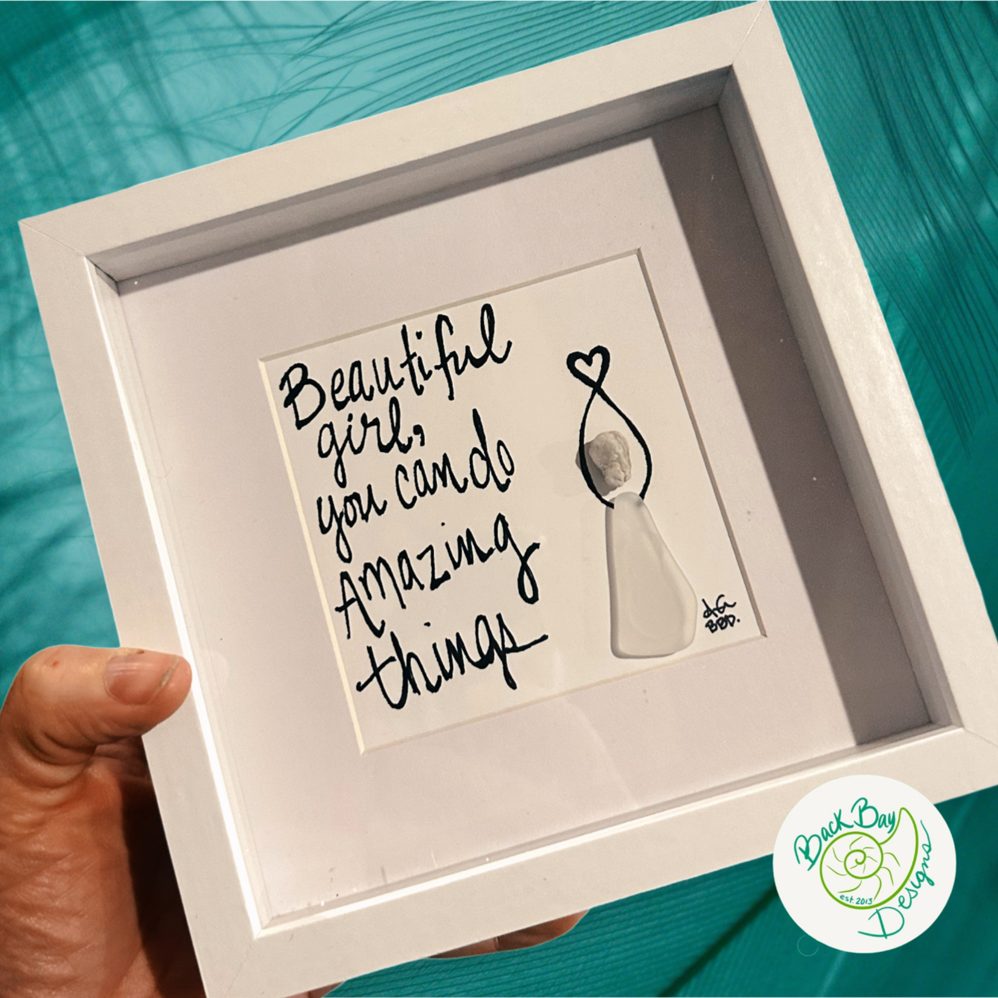 Back Bay Designs - Wholesale Art Print - Kids & Baby - Beautiful Girl  MINI - Sea Glass Art - 6x6 Framed2