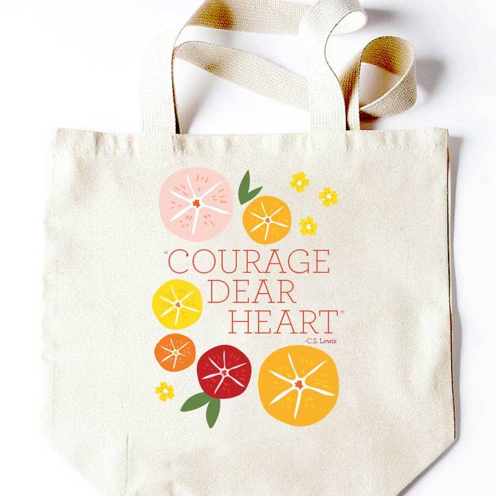 Potluck Press - Wholesale Tote Bag - Women's - Courage Dear Heart Fruit Slices Tote0