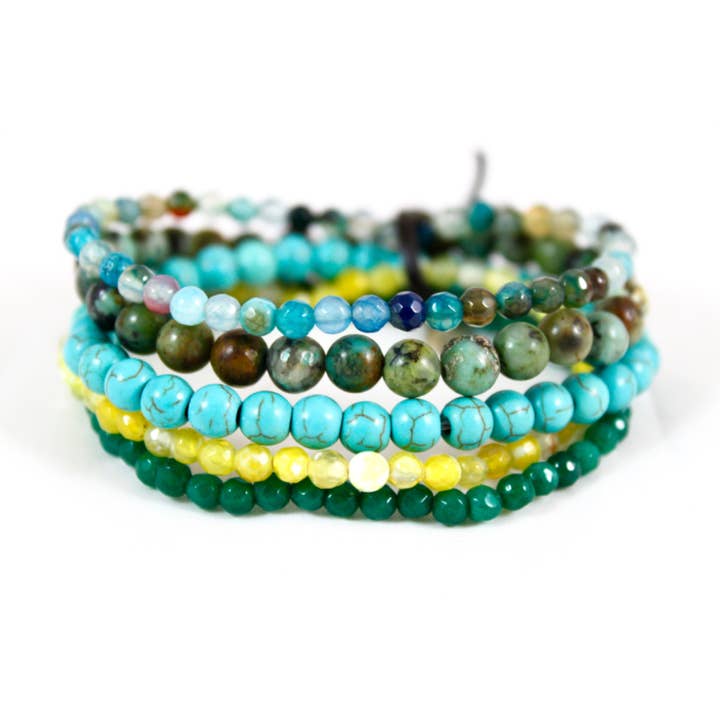 LIZOU - Wholesale Beaded Bracelet - Semi Precious Stone Mix Luxury Stack Bracelet - BL-Nature