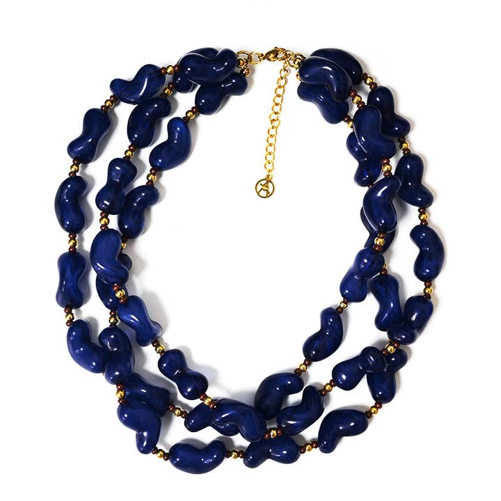 AMORINO SRL - Wholesale Beaded/Pearl Necklace - THREE-STRAND PLASTIC BEAD NECKLACE - YNK241504B7274