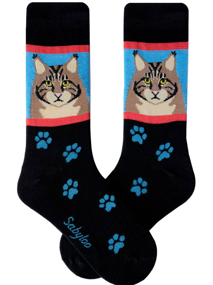 Maine Coon Cat Socks for wholesale by Sabyloo