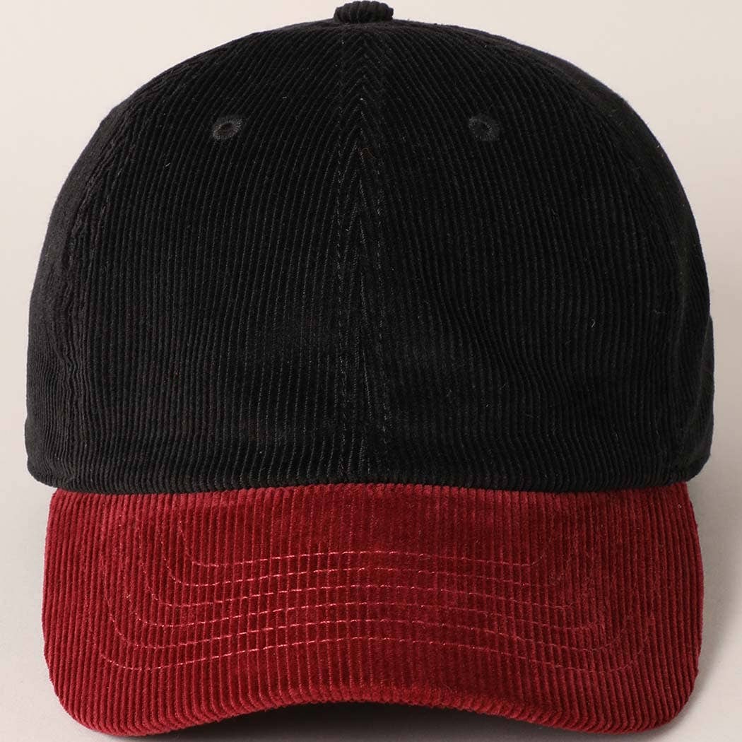 Fashion City - Wholesale Baseball Cap - Unisex - Corduroy Two-Tone Adjustable Baseball Cap0