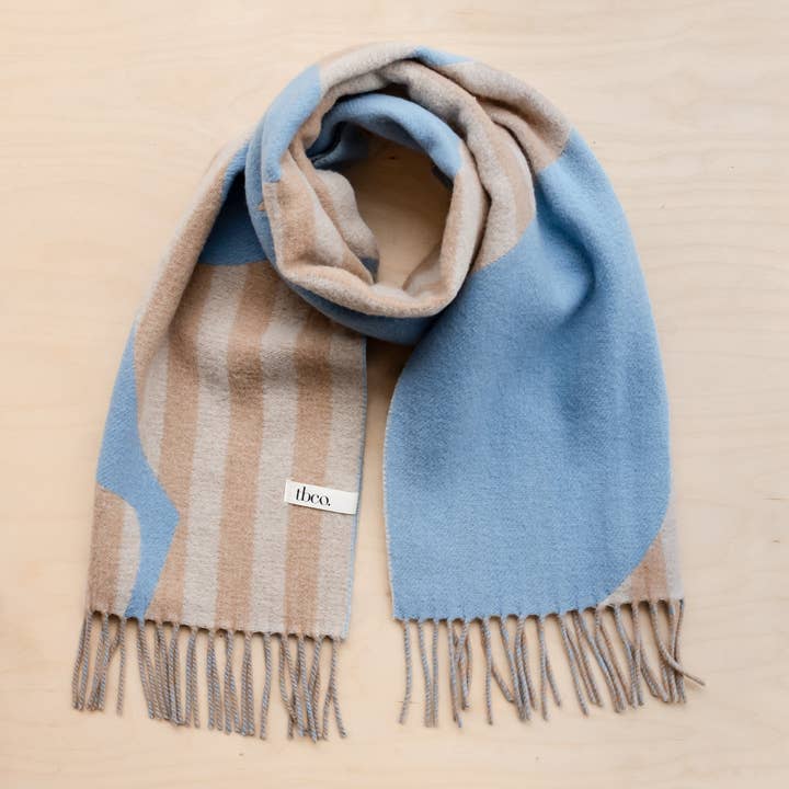 TBCo - Wholesale Scarf - Women's - Lambswool Oversized Scarf in Flora Stripe Jacquard1