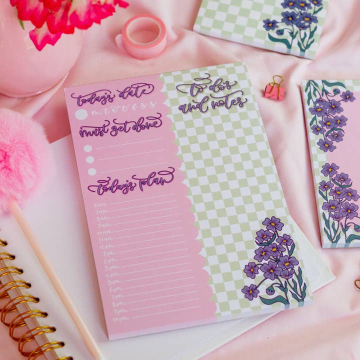 Checkered Floral A5 Daily Planner for wholesale by Dottie's Paper Co.