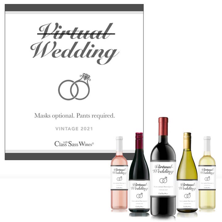 Class With Sass Party Decor - Wholesale Gift Tag Label - Wedding "Virtual Wedding" - Fun Wine Labels