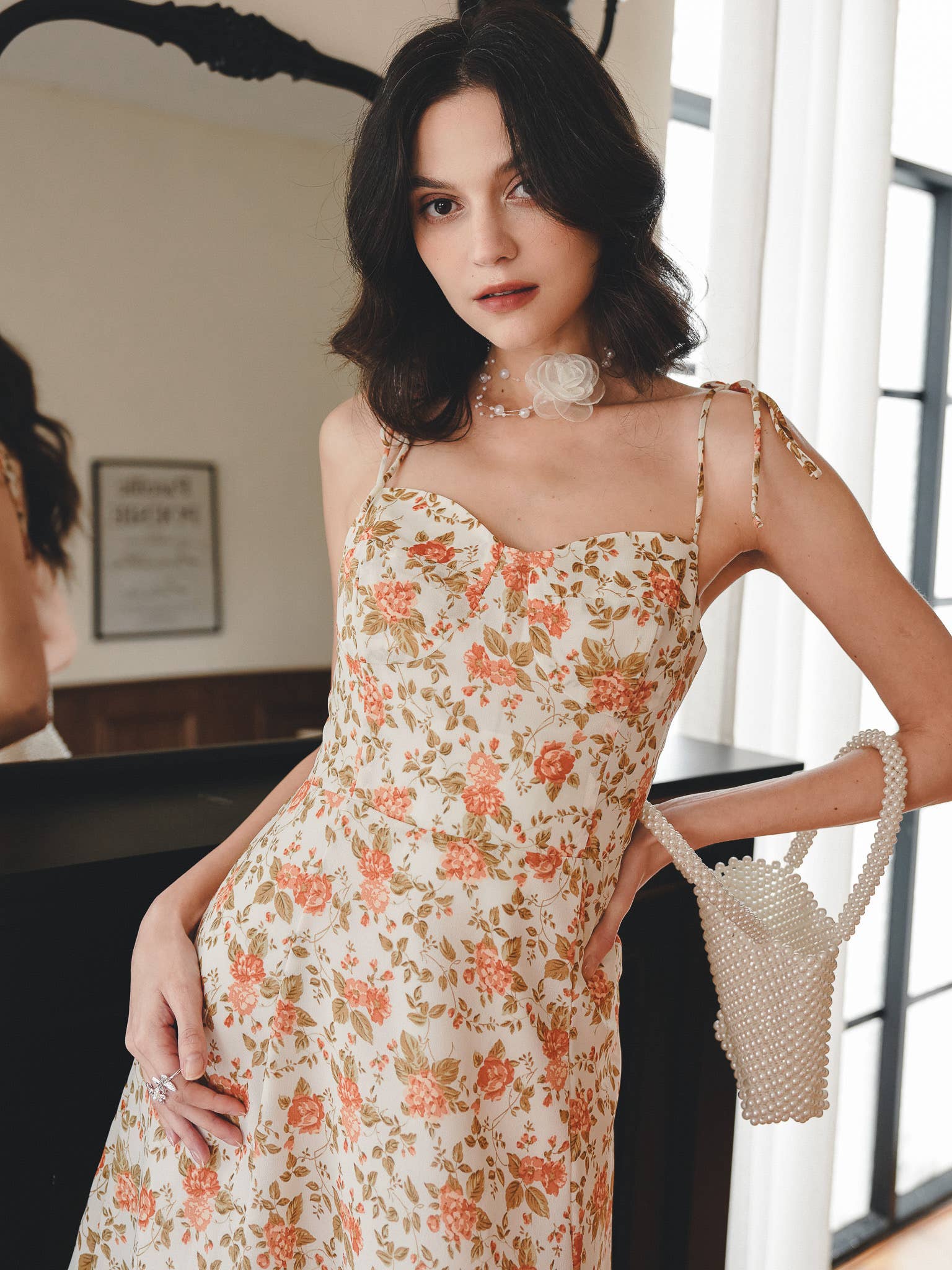 ROSIE POSIE – wholesale Klänning - Dam – RP2272 - Mjuk Orange Blommig Sommarklänning4