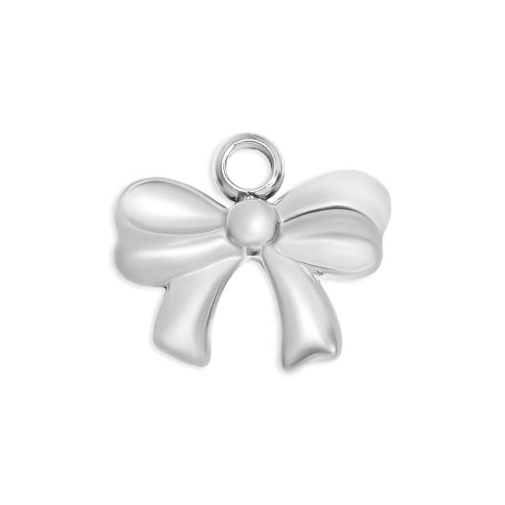 WJW - Wholesale Individual Charm/Pendant - 18K Gold PVD Stainless Steel Ribbon Bow Charm2