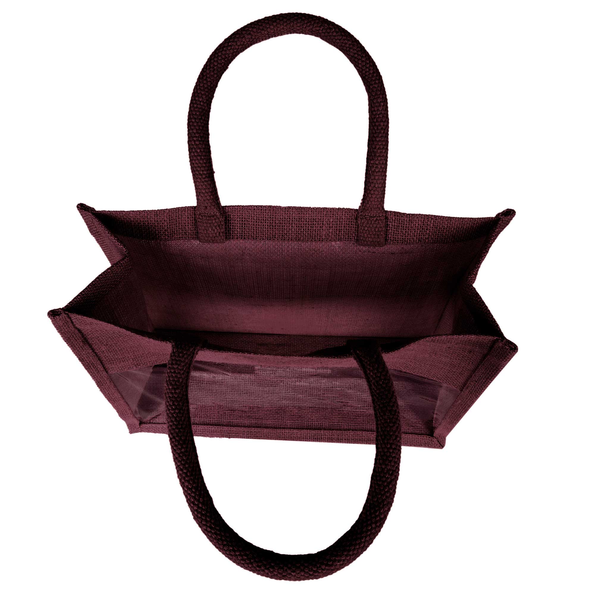 ecojutebags – wholesale Bärkasse - Unisex – Återanvändbara juteväskor – Set om 4 med PVC-fönsterpanel33