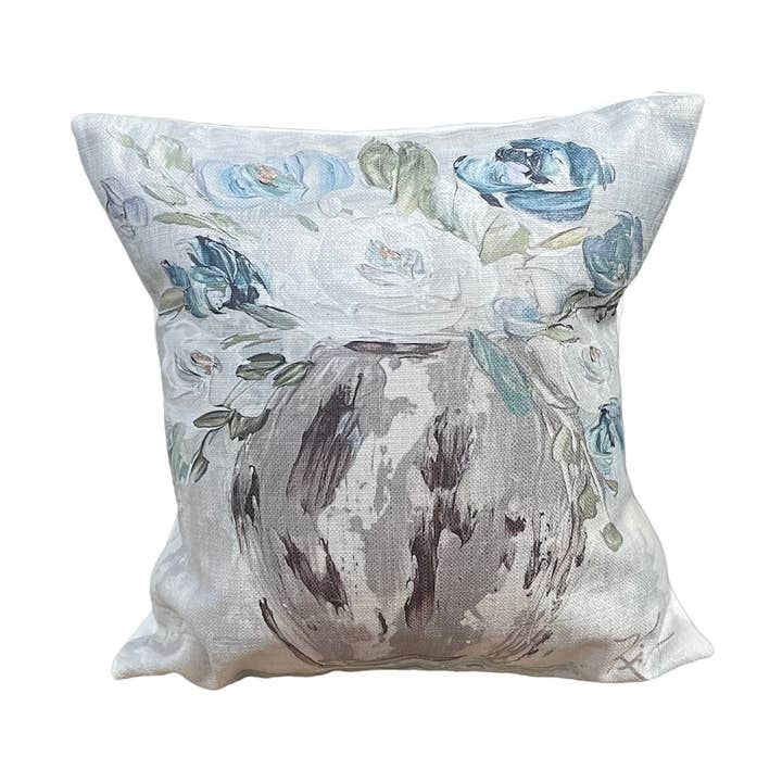 Ga Blue and White flower Vase Pillow for wholesale by Southern Cotton Mill
