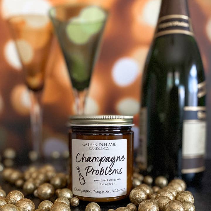 Gather In Flame Candle Co. - Wholesale Jar/Filled Candle - Champagne Problems Candle – Tangerine, Champagne & Hibiscus8