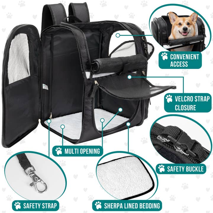 PetAmi - Wholesale Pet Carrier - Cat/Dog - Ultimate 4 Way Entry Pet Carrier Backpack2