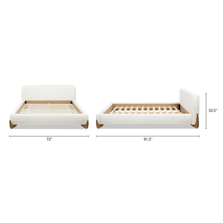 Jennifer Taylor Home - Wholesale Bed - Alpine Puffy Modern Platform Bed Ivory White Boucle1