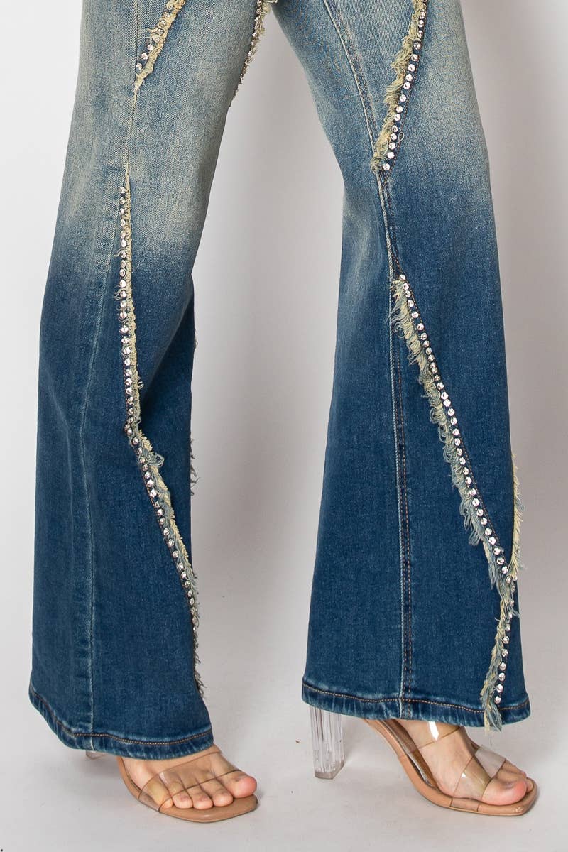 Nina Rossi Jeans - Wholesale Jeans - Women's - NR2172 - Embellished nailhead acid wash jeans3