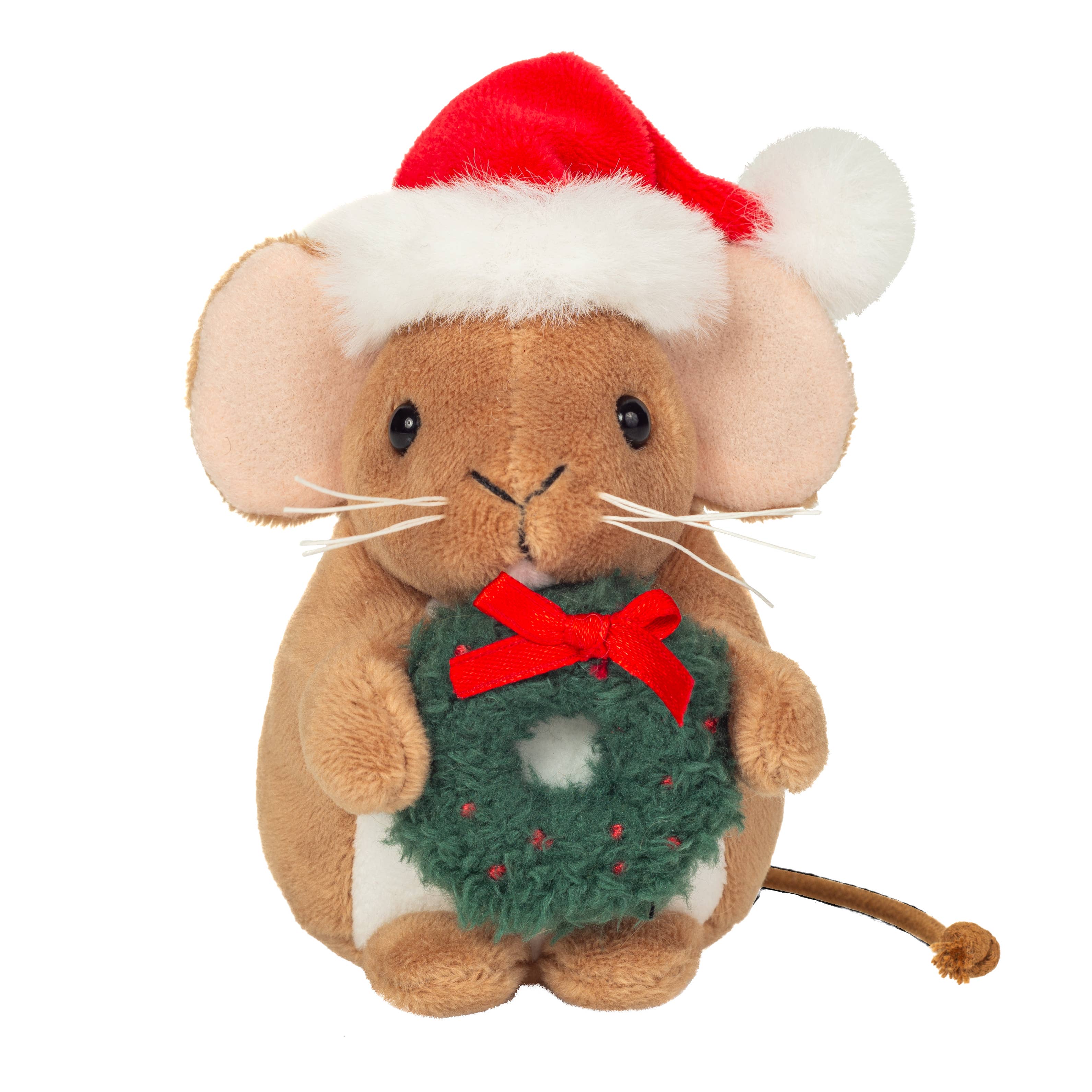 Teddy Hermann - Wholesale Stuffed/Plush Toy - Kids & Baby - Christmas Mouse with Wreath 11 cm - Plush Toy - Stuffed Animal0