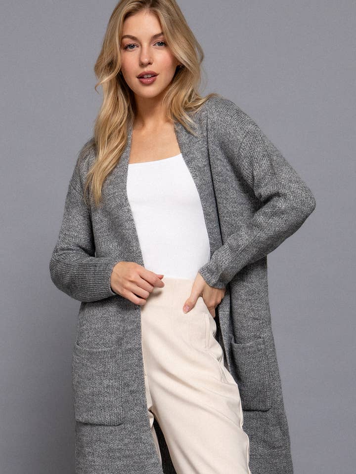 Active Basic | Active USA - Wholesale Cardigan - Women's - Long Sleeve with Pocket Open Sweater Cardigan
