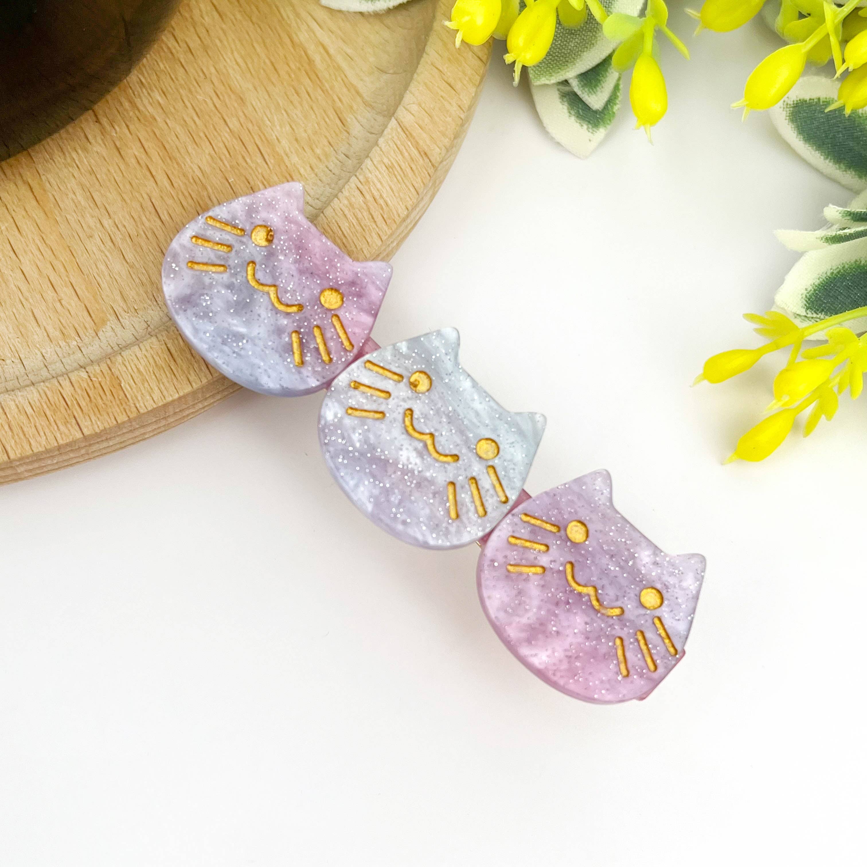 TheDivaSoap - Wholesale Hair Clip - Women's - Acetate Three Kittens Duckbill Clip, Cute Cat Hair Clip4