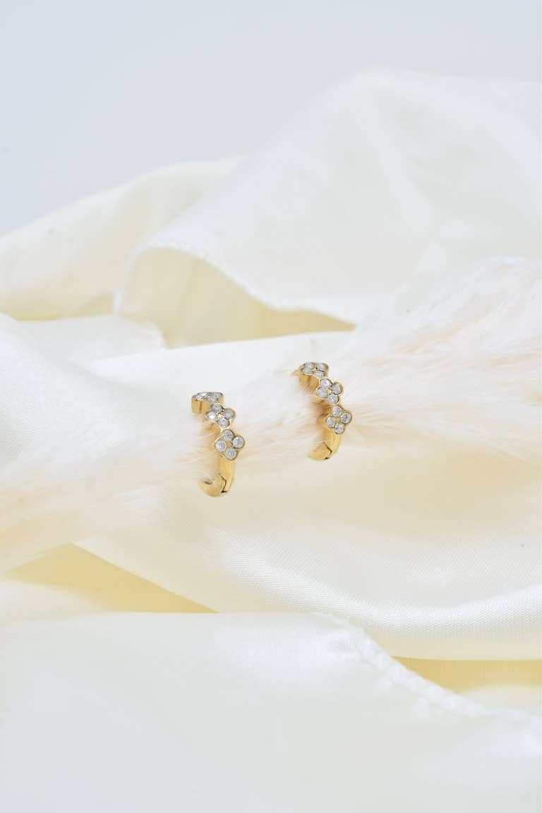 Kapyco - Wholesale Hoop Earrings - Mini Creole Rhinestone in Stainless Steel - BO1004151