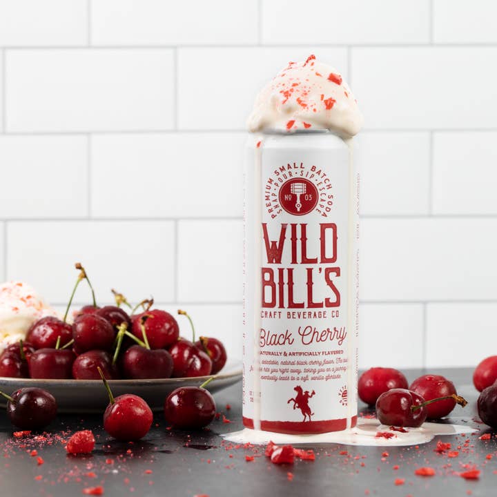 Wild Bill’s Craft Beverage Co. - Wholesale Soda/Carbonated Drink - Black Cherry - Premium Cane Sugar Soda, 4-Pack, Cans1