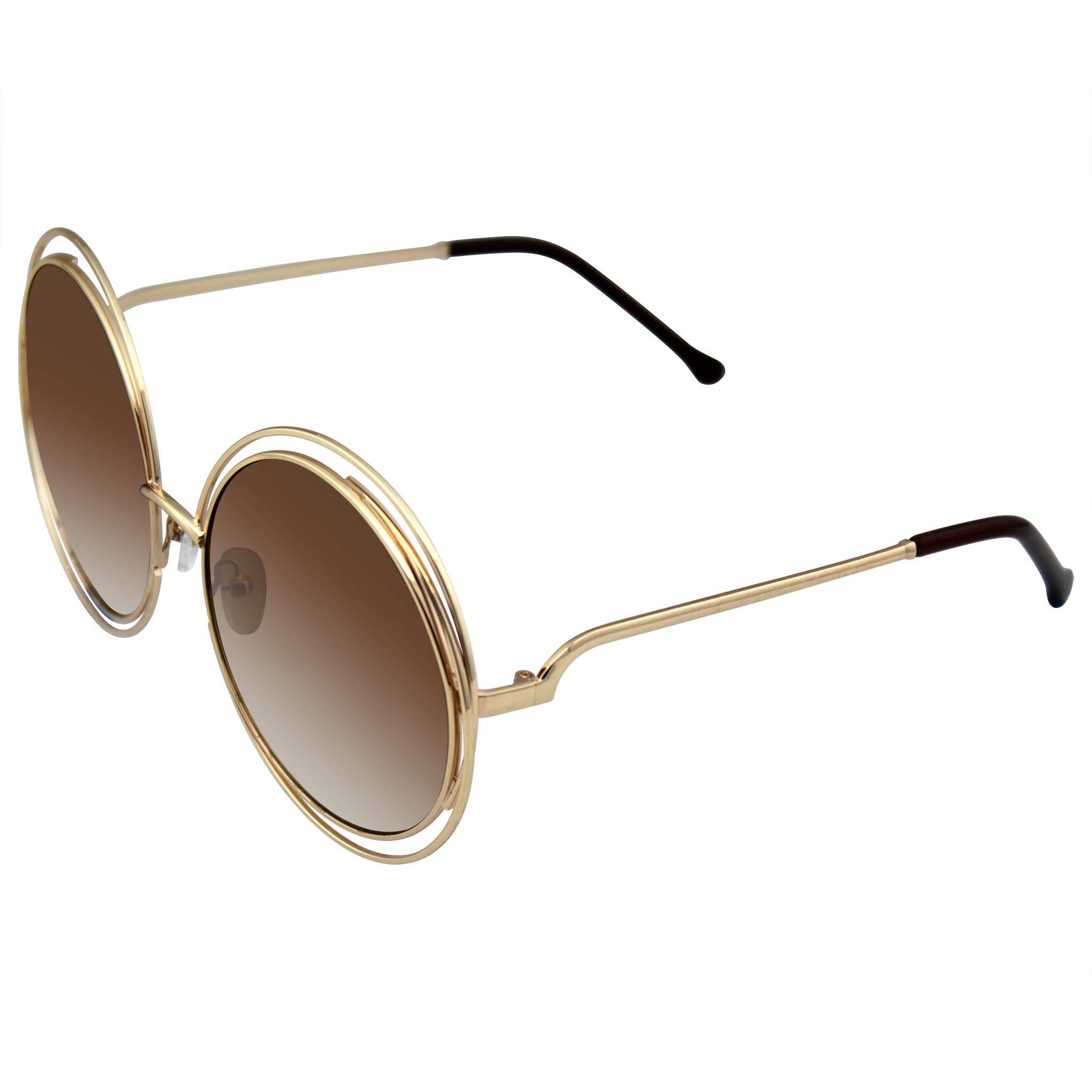 Emblem Eyewear - Wholesale Sunglasses - Women's - Round Sunglasses Double Wire Big Oversize Boho Circle Lens12