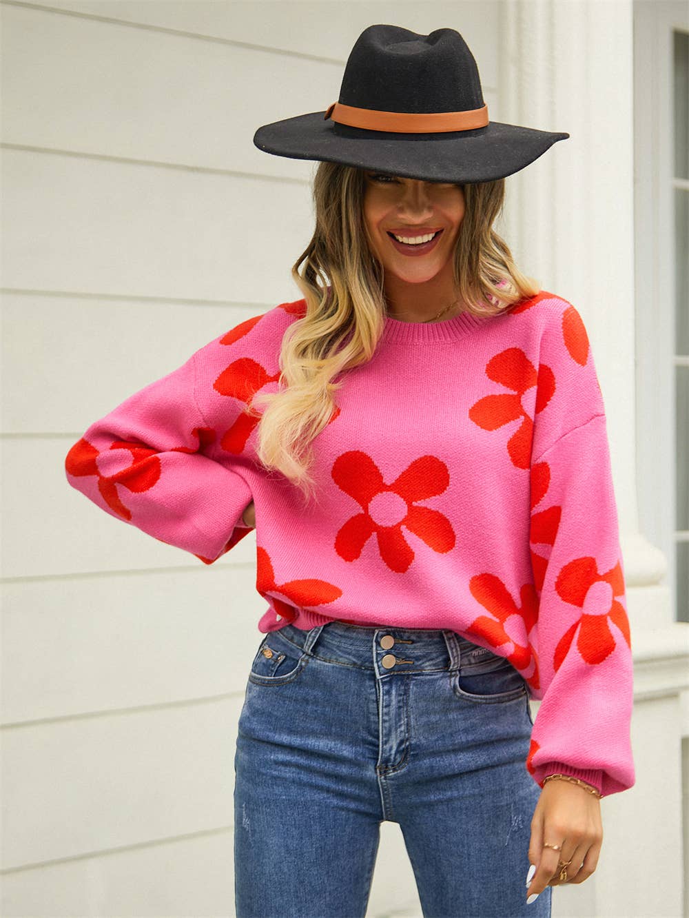 ePretty - Wholesale Knit Sweater - Women's - 70s Flower Power Knit Sweater SZ53-SW92142