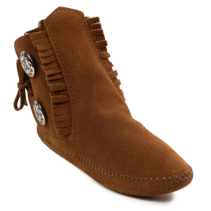 Men's Iconic Suede Two Button Softsole Boot for wholesale by Minnetonka