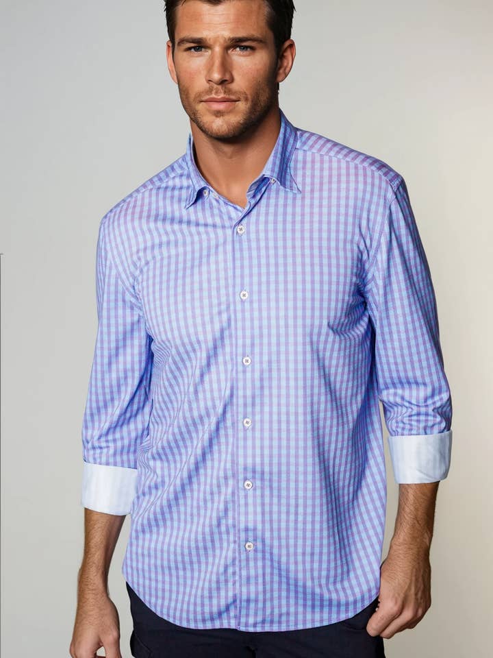 Avant Check Long Sleeve Tech Shirt for wholesale by Buki