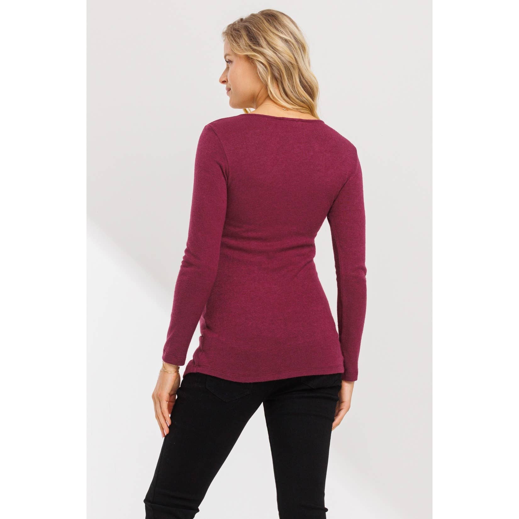 Hello Miz – Top - Maternidade por atacado – Top de Amamentação de Manga Comprida com Torção Frontal2