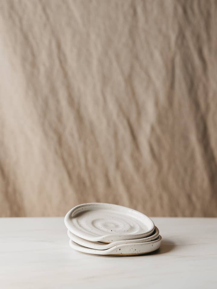 Speckled White Ceramic Spoon Rest for wholesale by D Pottery