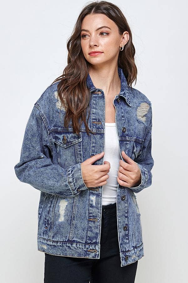 BLUE AGE - Vente Veste en jean – femme - Veste en jean oversize Destroyed6