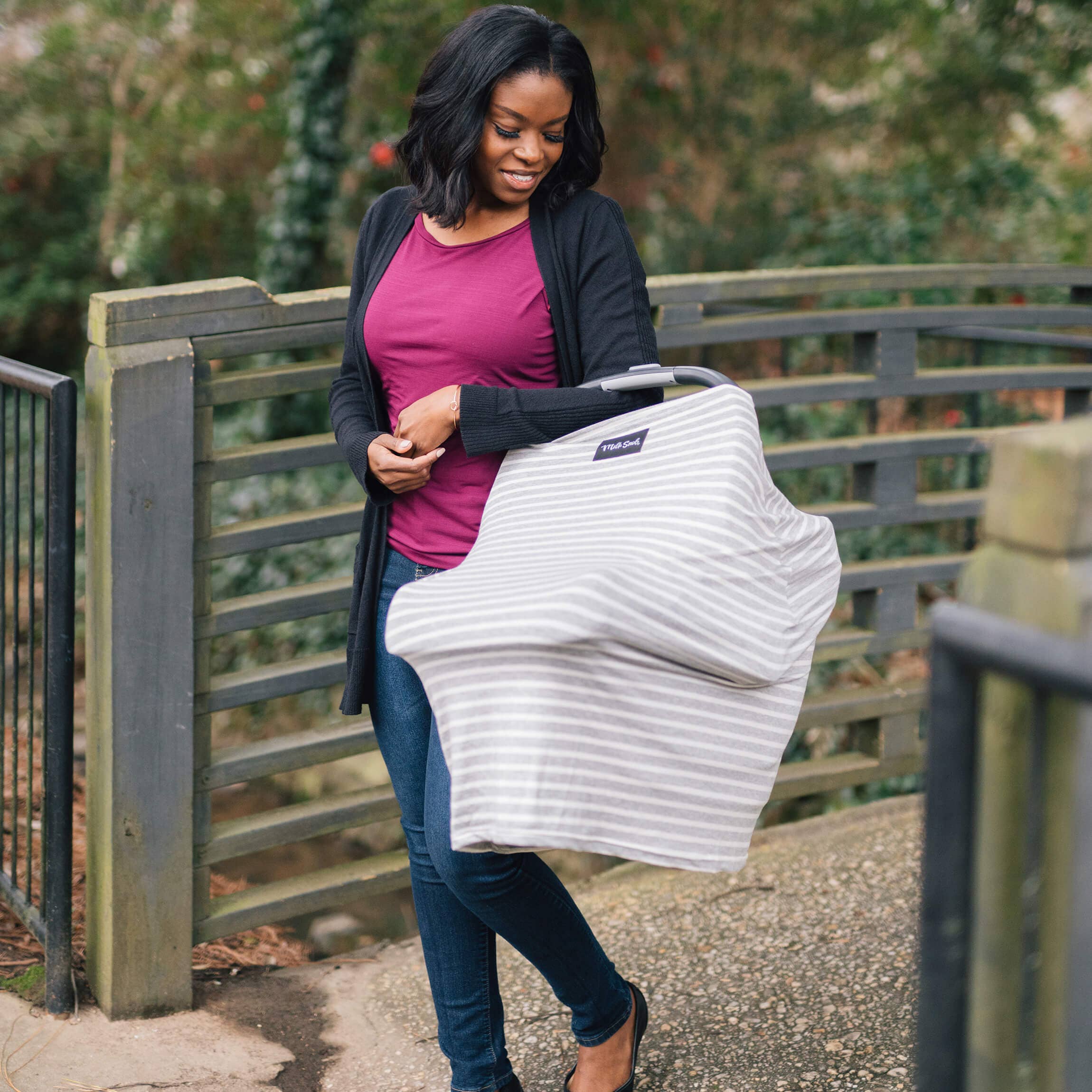 Milk Snob - Wholesale Car Seat Cover - Kids & Baby - Original 5-in-1 Multifunctional Cover Heather Stripe3