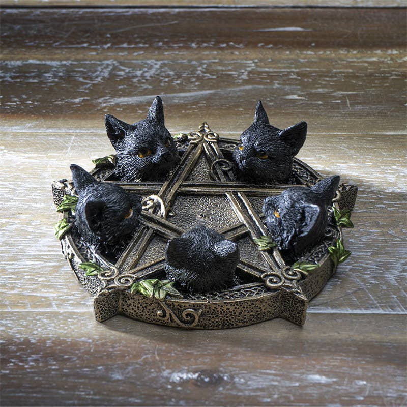 Pacific Trading - Wholesale Incense Holder - Black Cats on Pentagram Incense Burner5