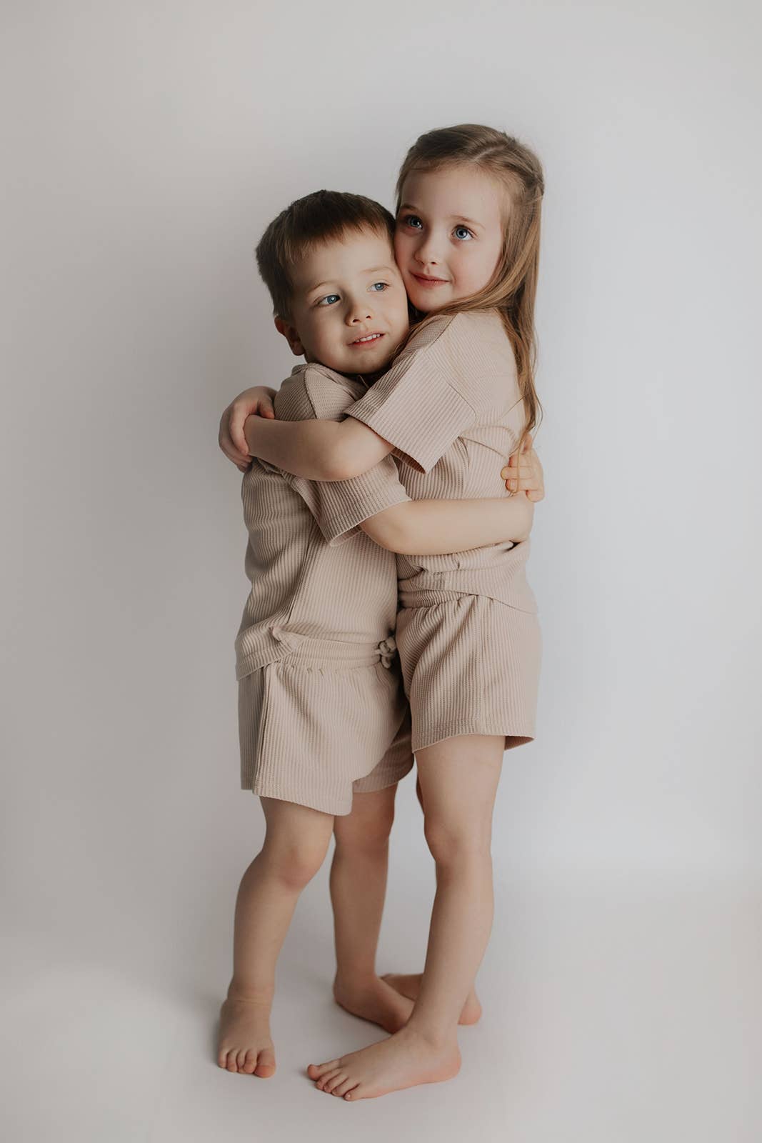 Three Little Tots – wholesale Top & short set – Kids – Tan Summer Waffle Toddler Top & Bottom Set32