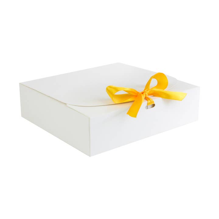 Scatola Bianca con Nastro Giallo-Confezione da 12-24 x 19,5 x 7 cm per la vendita all'ingrosso da parte di Emartbuy