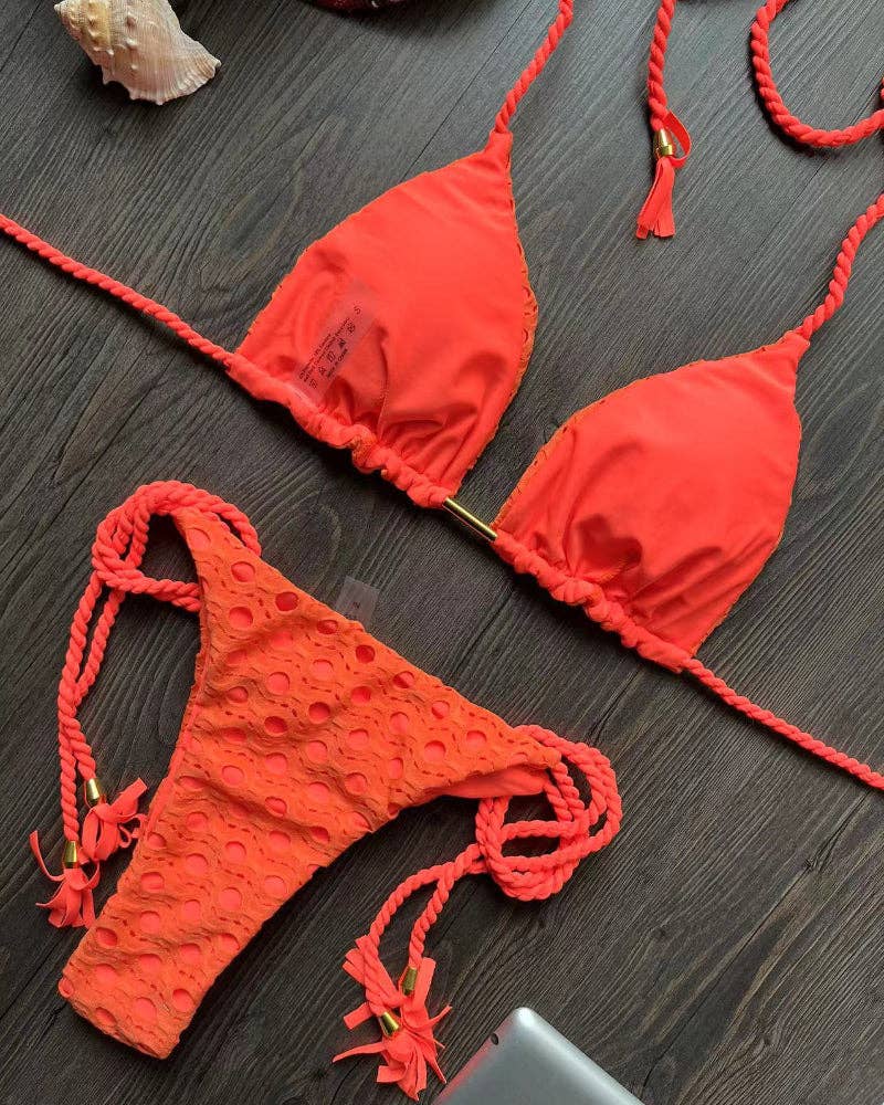 Sweetkama – Großhandel Bikini – Damen – Einfarbiger Halter Micro-String-Triangle-Bikini 2-Teiliges Set 82848