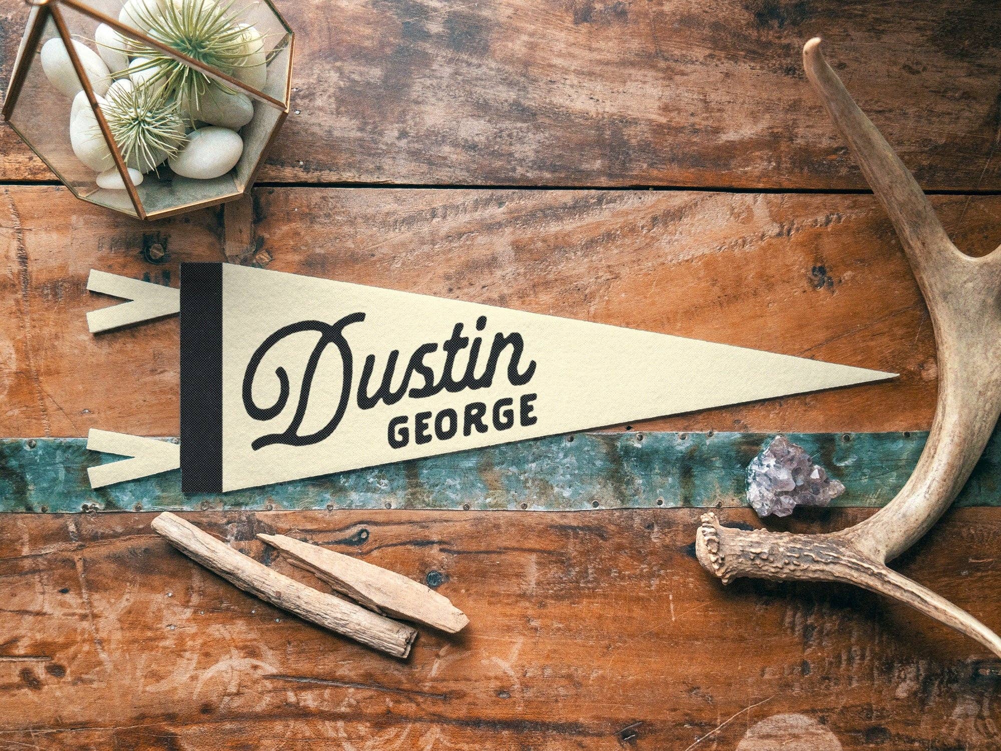 Benoit's Design Co. - Wholesale Sign - Custom Heritage Name Felt Pennant - Neutral0