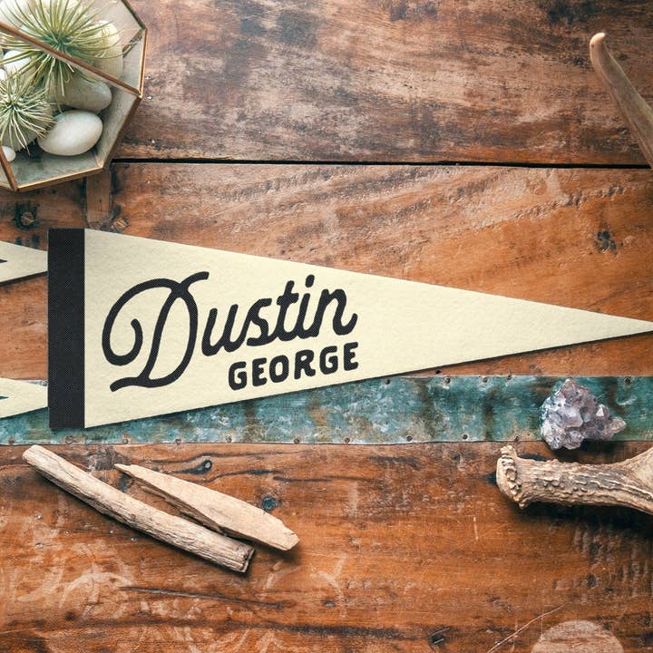 Benoit's Design Co. - Wholesale Sign - Custom Heritage Name Felt Pennant - Neutral